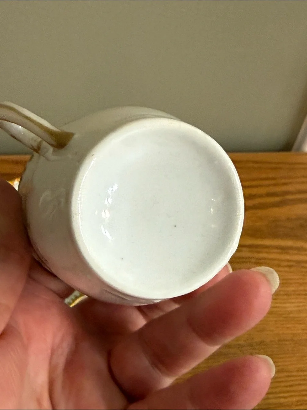 Vintage Porcelain Demitasse Cup and Saucer Hand Paired Floral White Gold Yellow